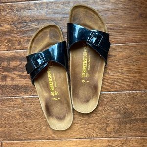 Black Birkenstock slides